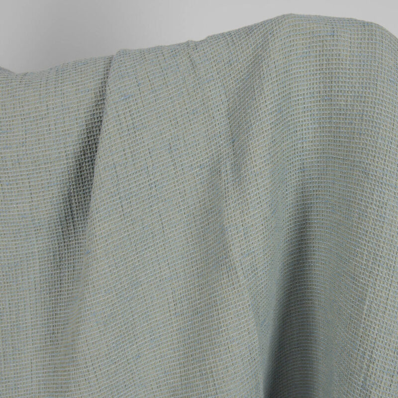 Washed linen cotton fabric blueish green waffle product photo
