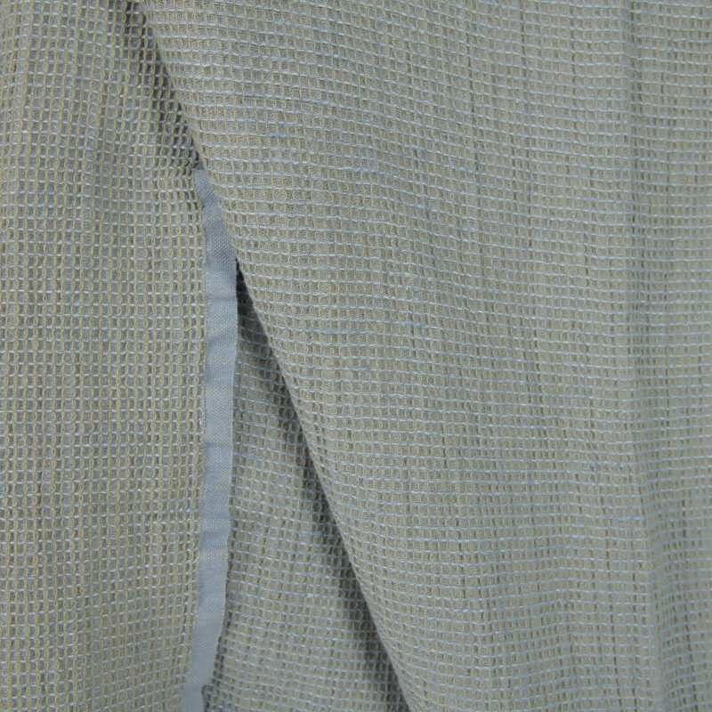 Washed linen cotton fabric blueish green waffle detail