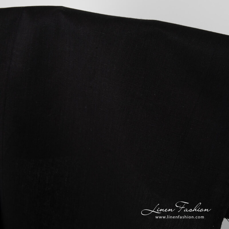 Black linen blend fabric