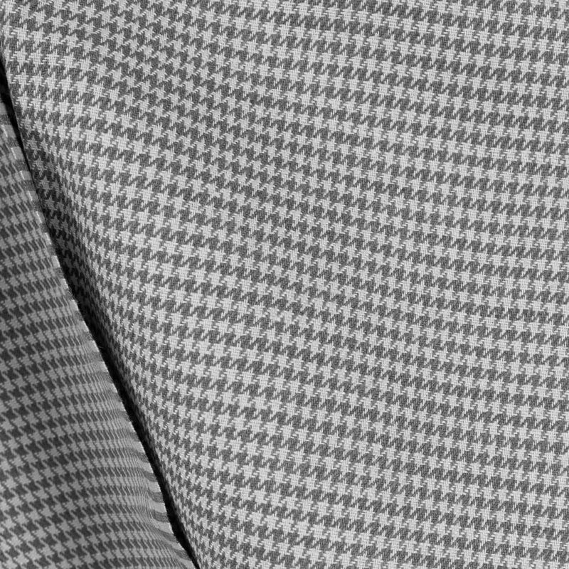 Linen cotton fabric light and dark grey houndstooth, small dobby pattern