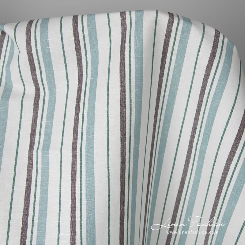Striped off-white linen / cotton fabric for sewing clothes and home decor items