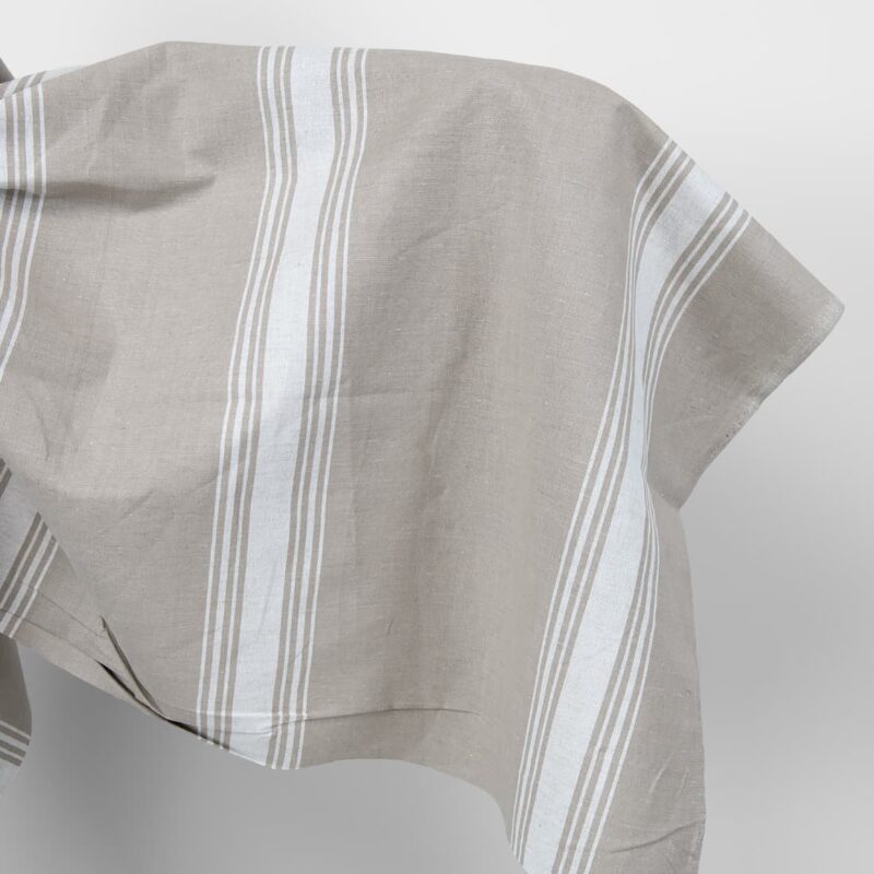linen cotton fabric in stripes white natural