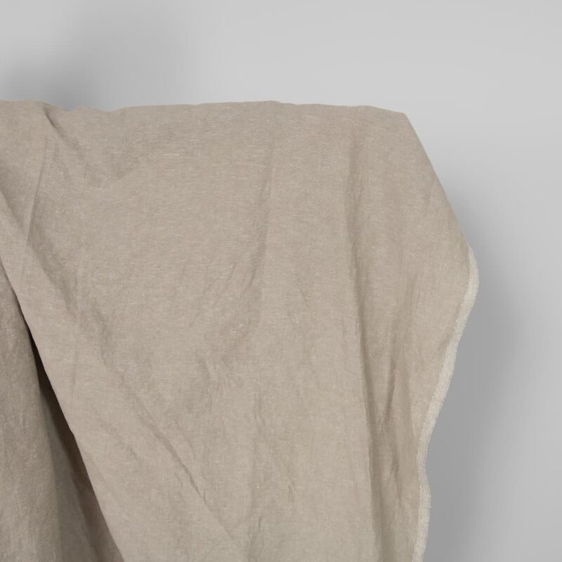 Washed linen cotton fabric white beige mix, main