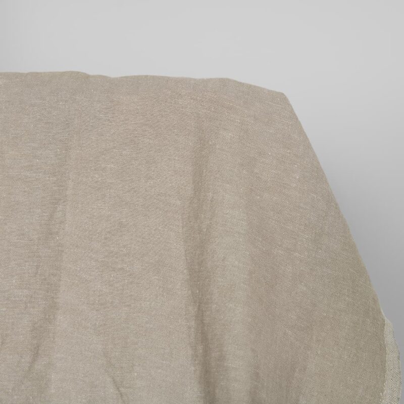 Washed linen cotton fabric white beige mix, plain weave