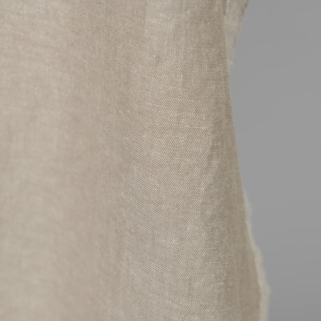 Beiges meliertes Halbleinen gewaschen 3 Washed linen cotton fabric white beige mix