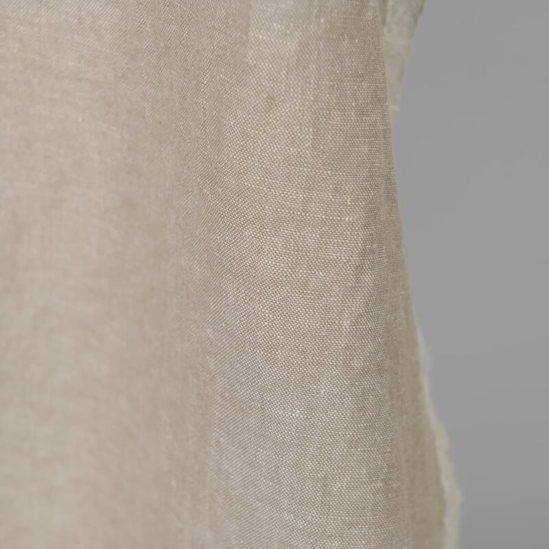 Washed linen cotton fabric white beige mix