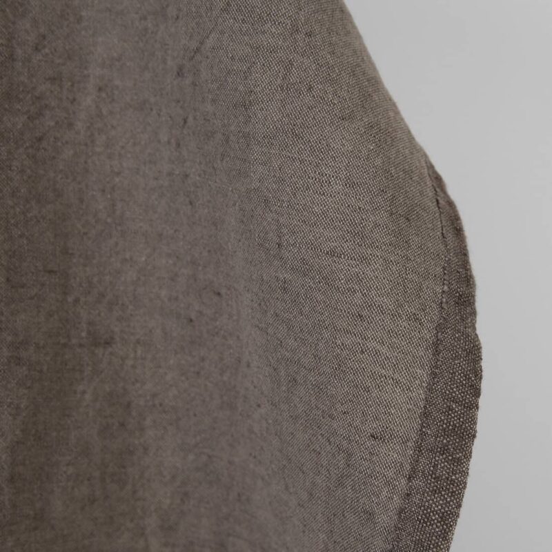 Linen cotton fabric grey-brown melange washed, fabric edge