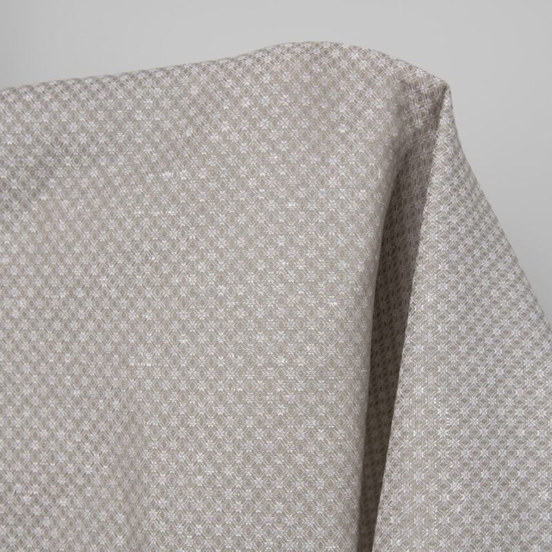 Linen cotton fabric dark beige and white diamonds product photo