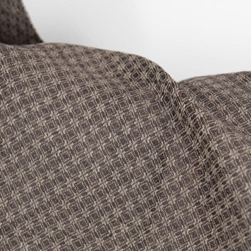 Linen cotton fabric brown and beige diamond pattern close up detail
