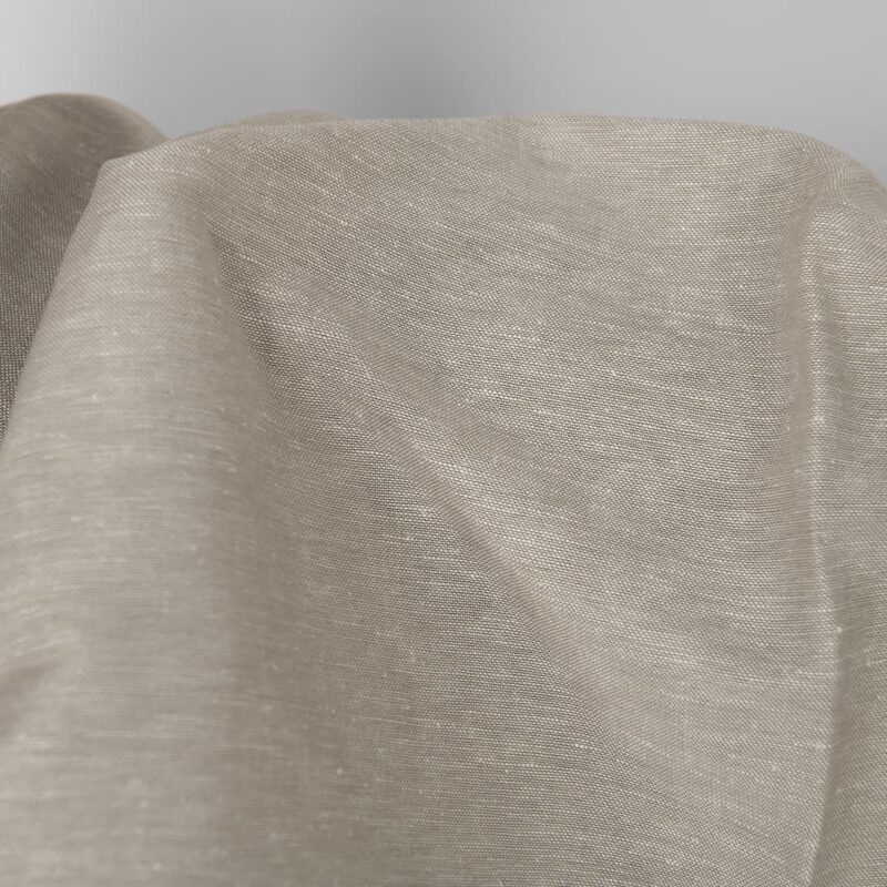 Linen cotton fabric dark beige and white melange, plain weave