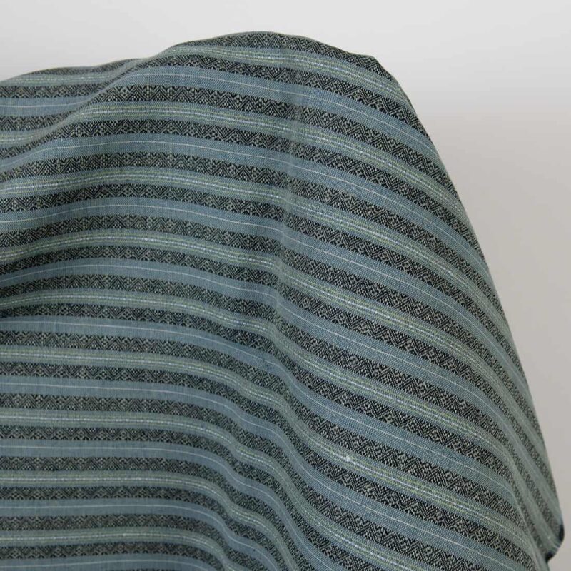 Blau-grün gestreiftes Halbleinen – Bild 2