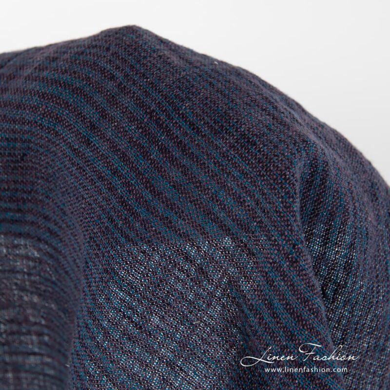 100% linen purple linen in stripes.