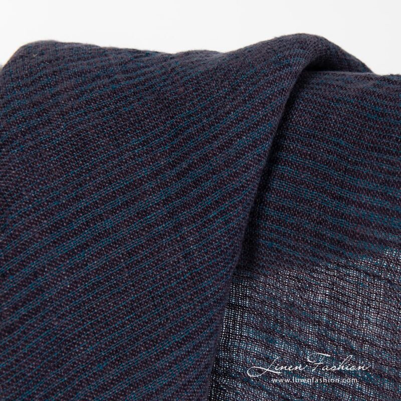 Washed striped purple linen fabric.