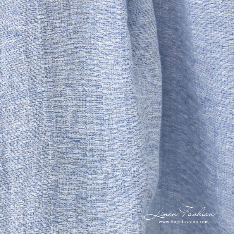 Linen fabric blue and white melange