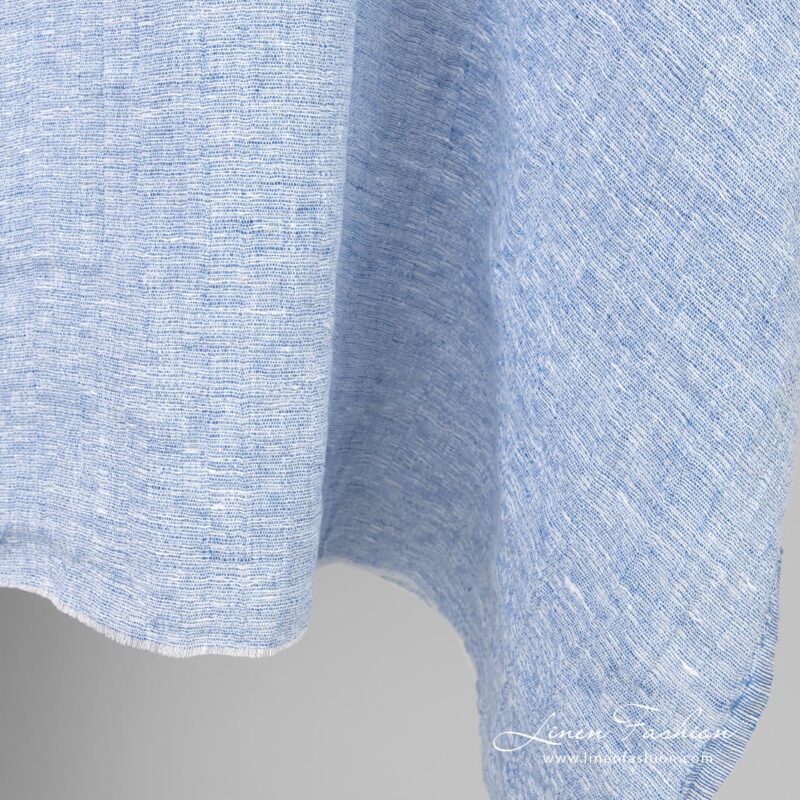 Linen fabric blue and white melange, washed
