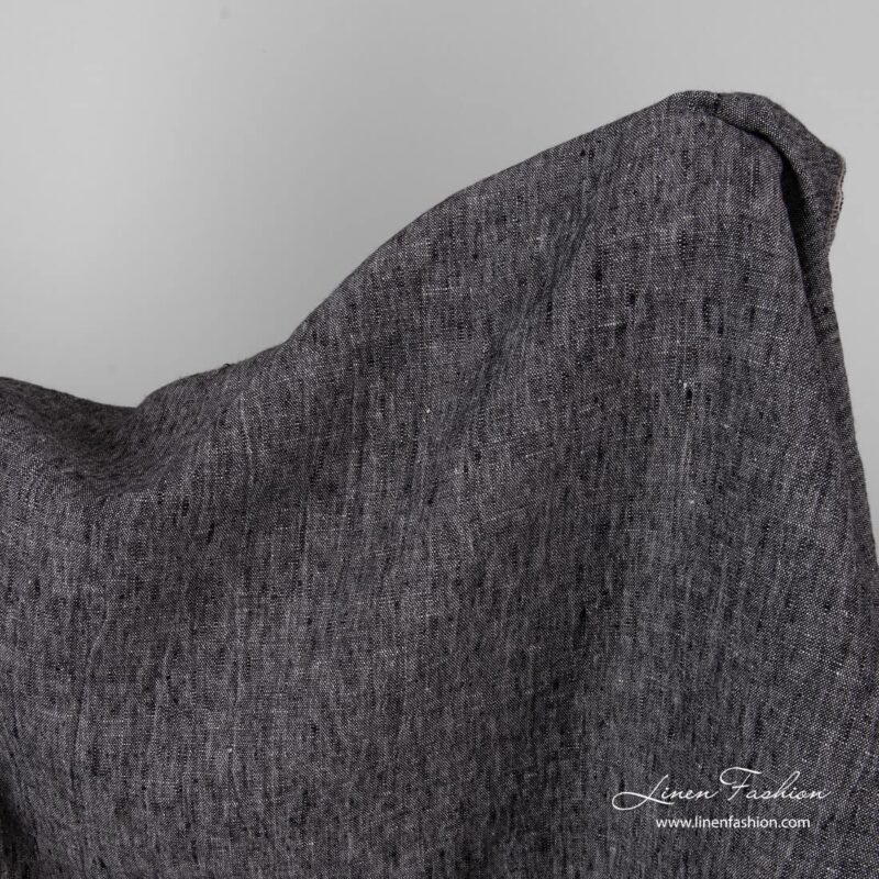 Thick linen black white fabric, washed