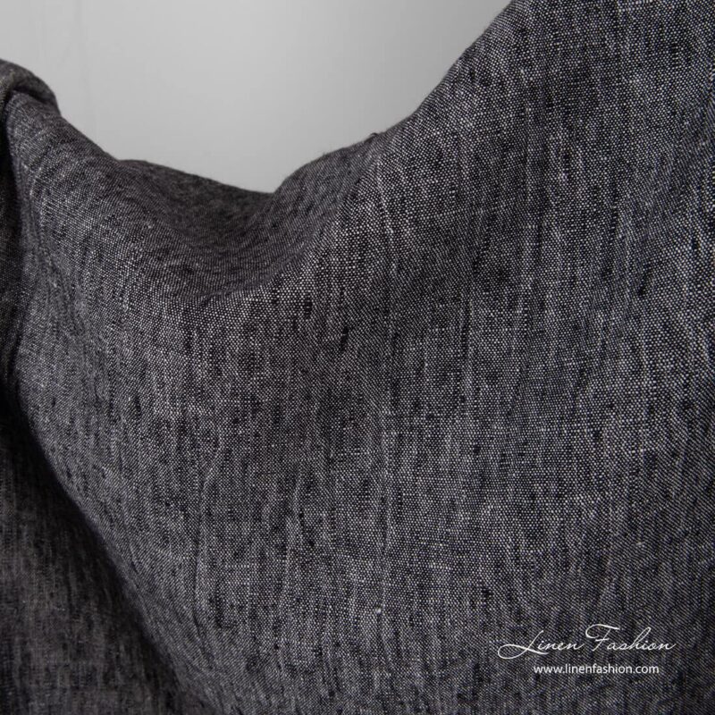 Washed black white linen fabric