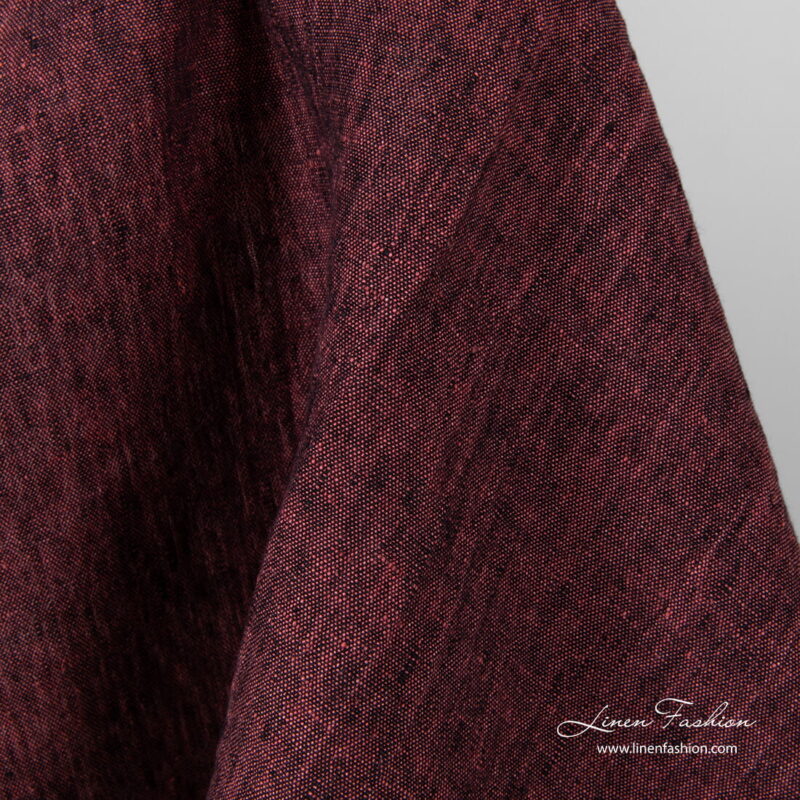 Washed melange linen fabric in black-pink