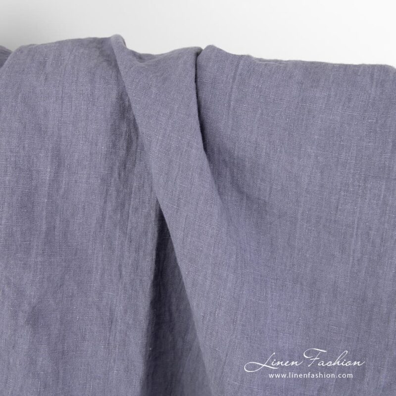 100% linen fabric in violet colour.