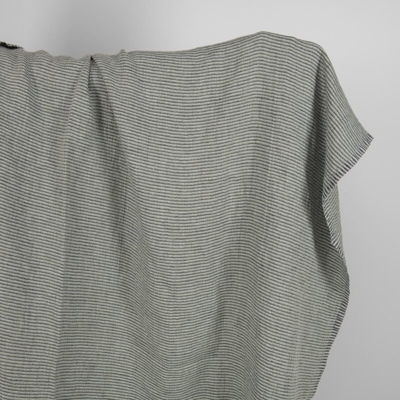 Washed linen fabric green-grey small pattern