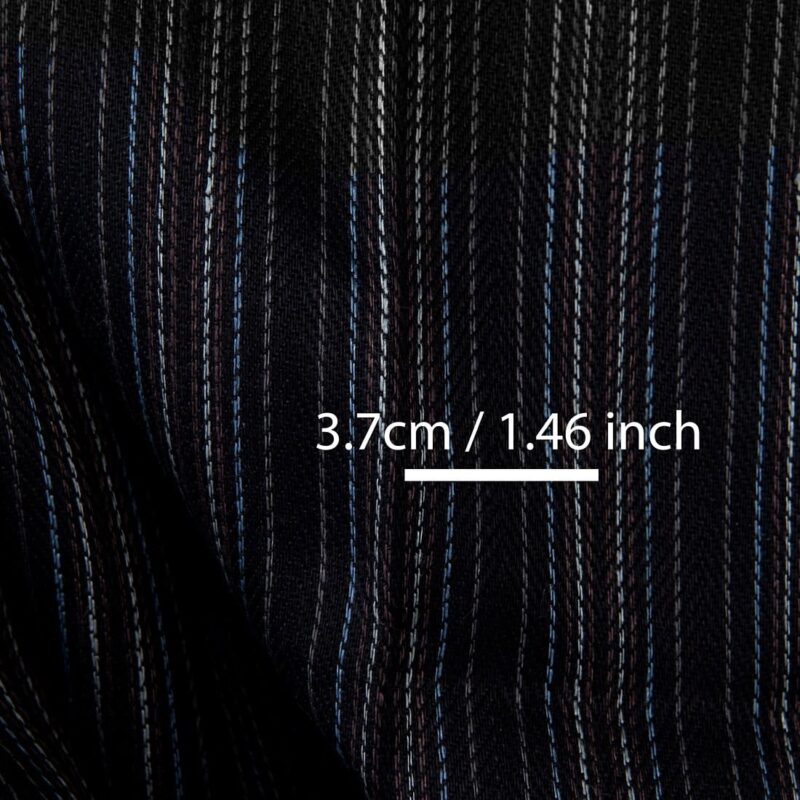 Black striped linen fabric, with measurements