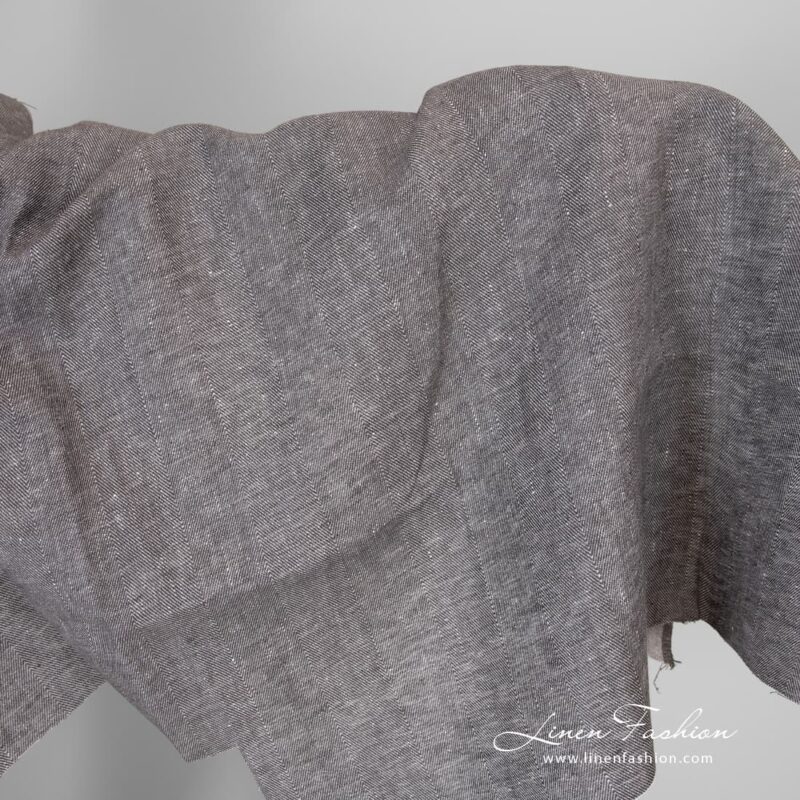 Grey linen fabric herringbone.