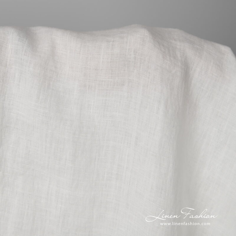 Lightweight washed linen fabric white colour product photo