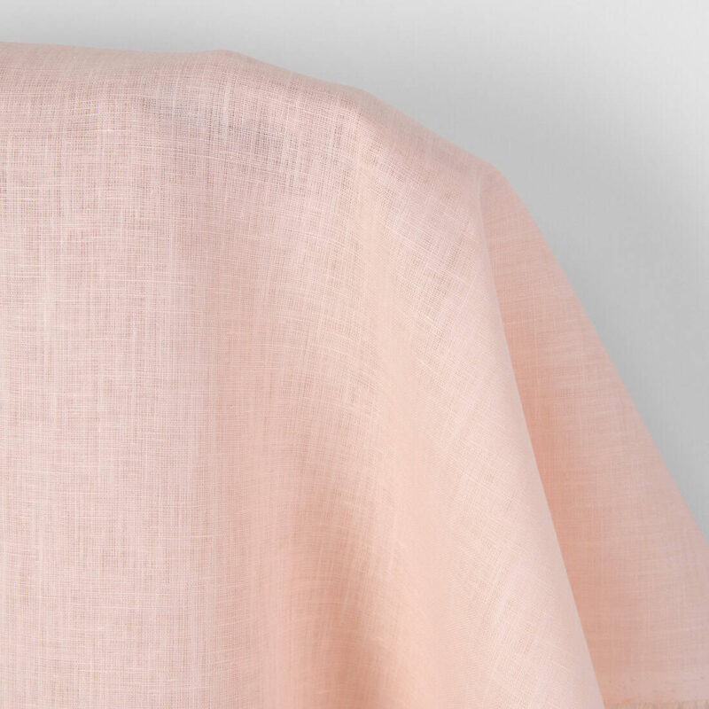Linen fabric plain pale pink, lightweight