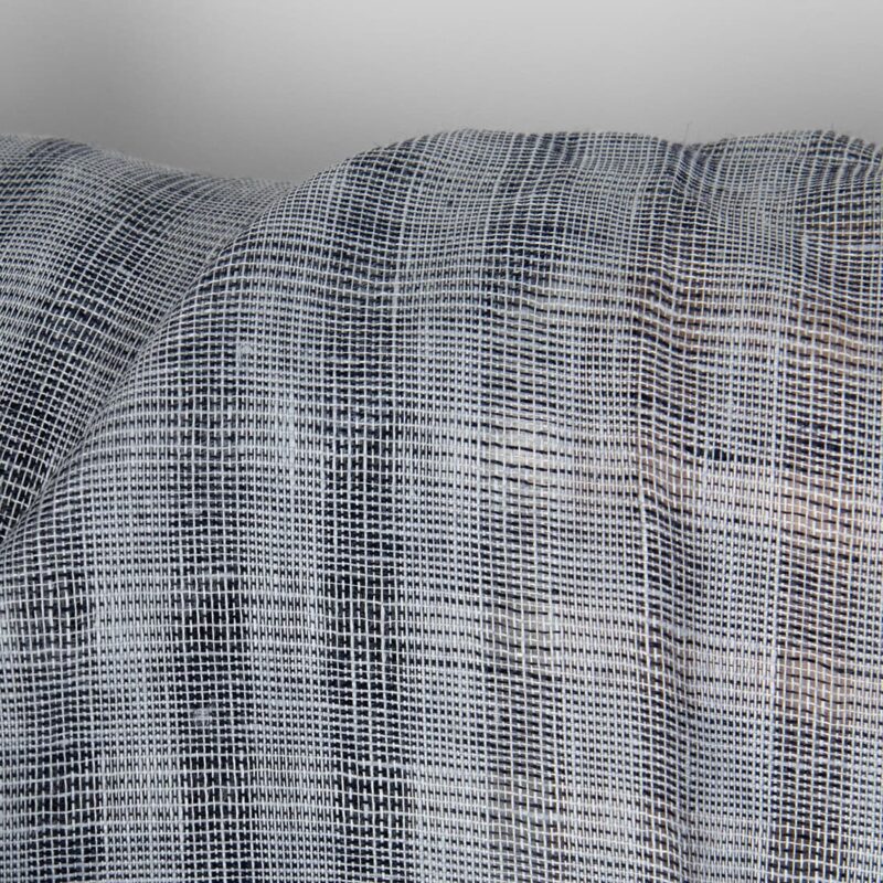 Linen fabric small grey open-weave checks, sparse weave pattern
