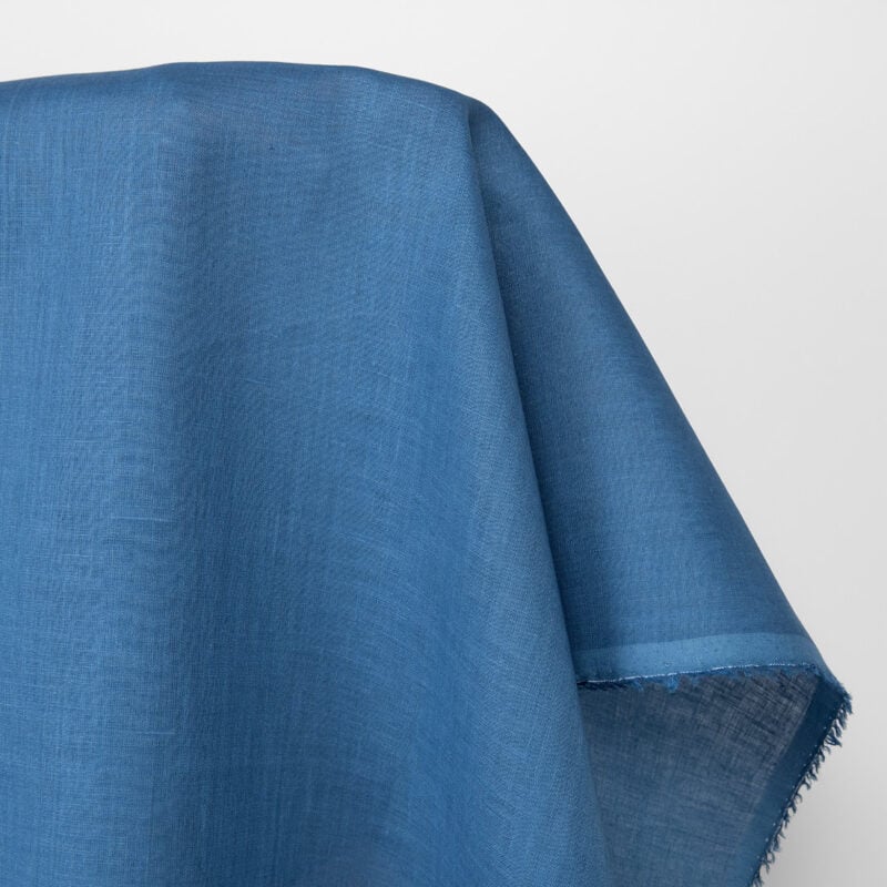 Leinenstoff uni mittelblau – Bild 2