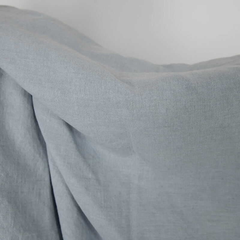 Washed linen cotton fabric grey blue, specially washed