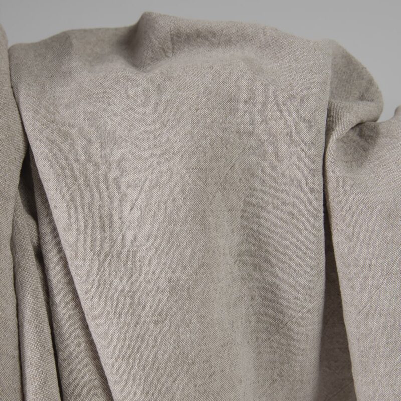 Wide washed linen cotton fabric sand colour product photo