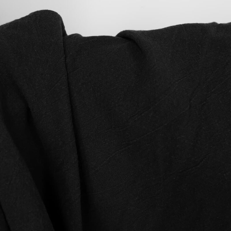 Wide washed linen cotton fabric in black product photo