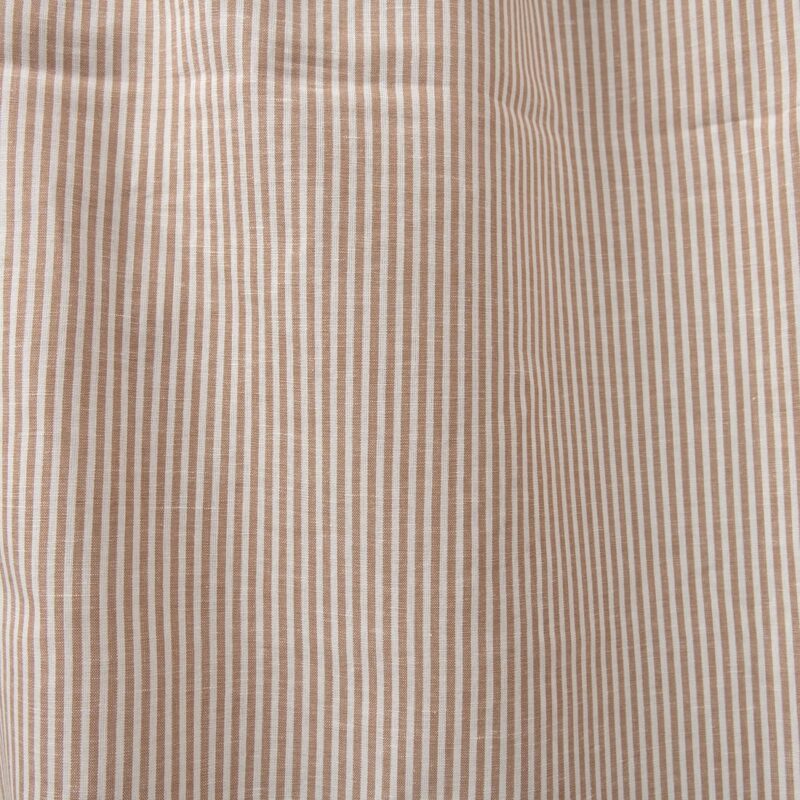 Wide linen cotton fabric in white and brown stripes product photo