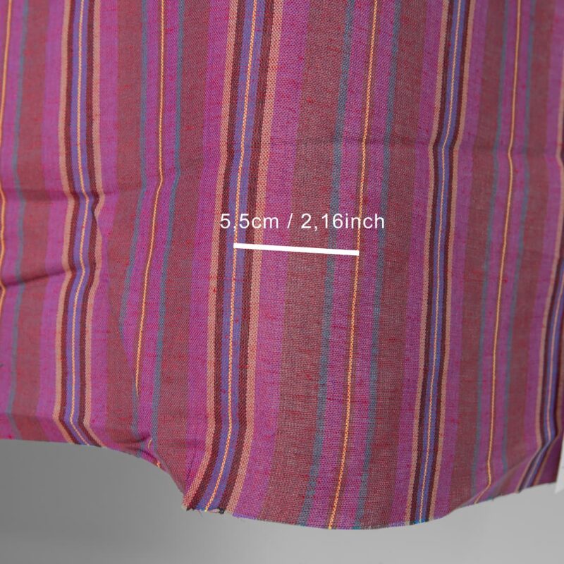 Linen cotton fabric in different shade red stripes with measurent