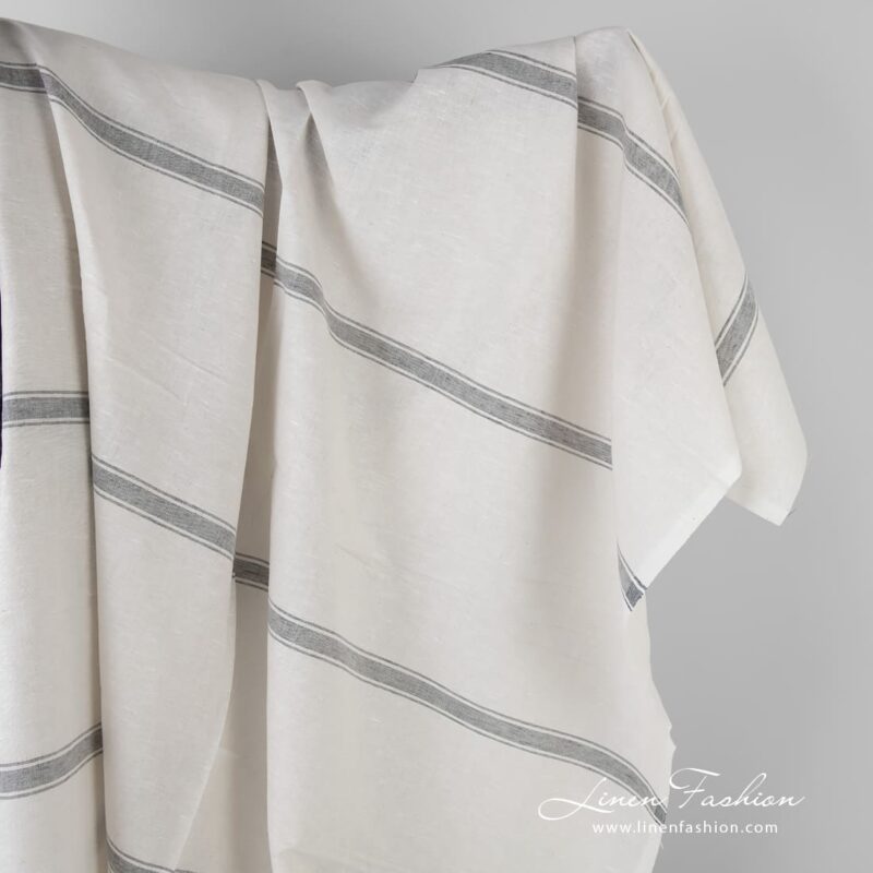 Linen cotton striped fabric