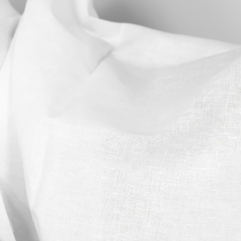 Wide linen cotton fabric in optical white texture