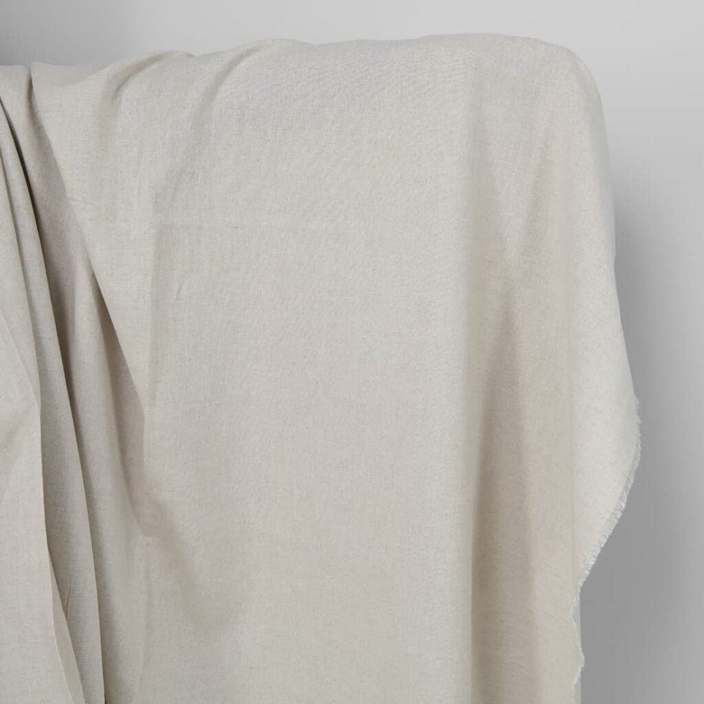 Wide linen cotton fabric natural and white mix