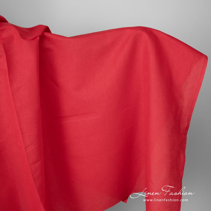 Linen cotton fabric vivid red colour