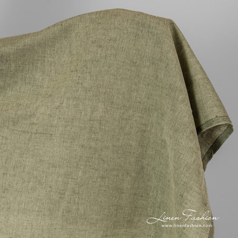 Linen cotton olive green fabric.