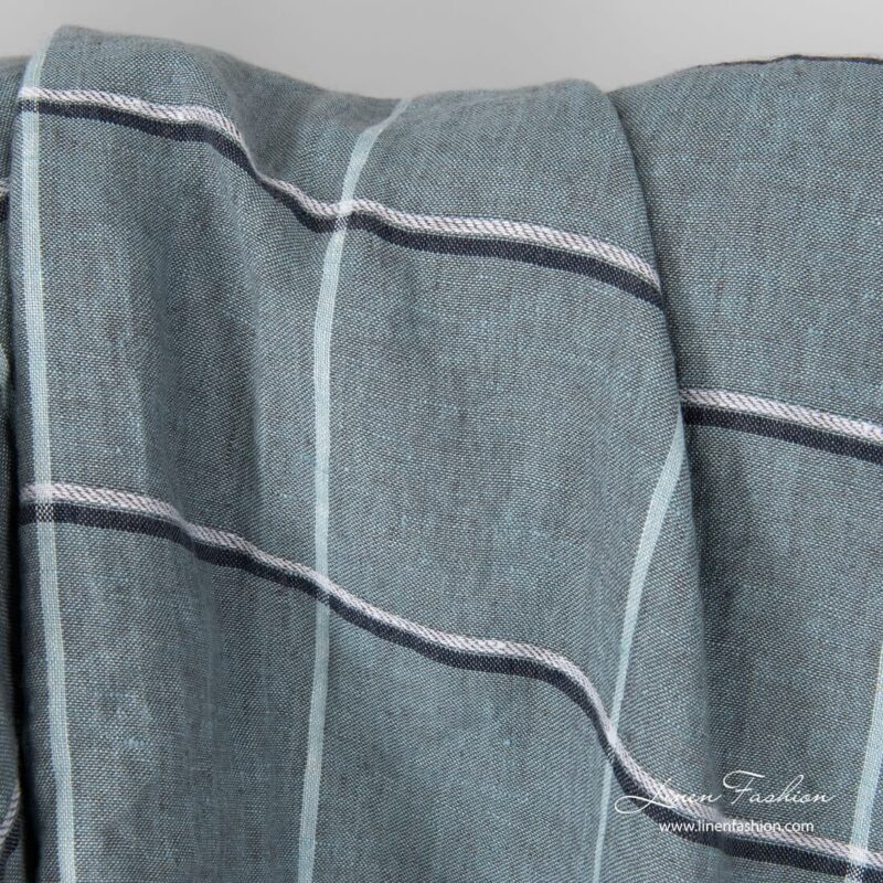 Check linen fabric in green.