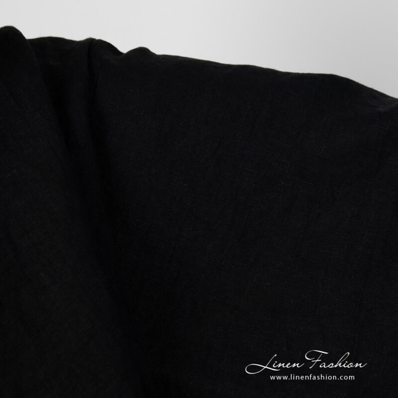 Washed linen fabric black colour product photo