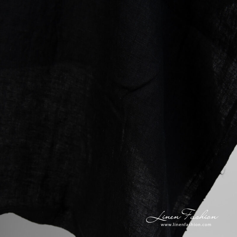 Washed linen fabric black colour edge