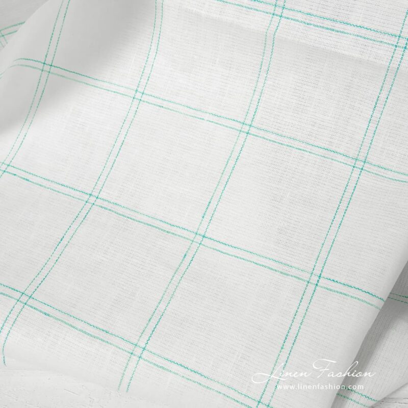 Green checked linen fabric.