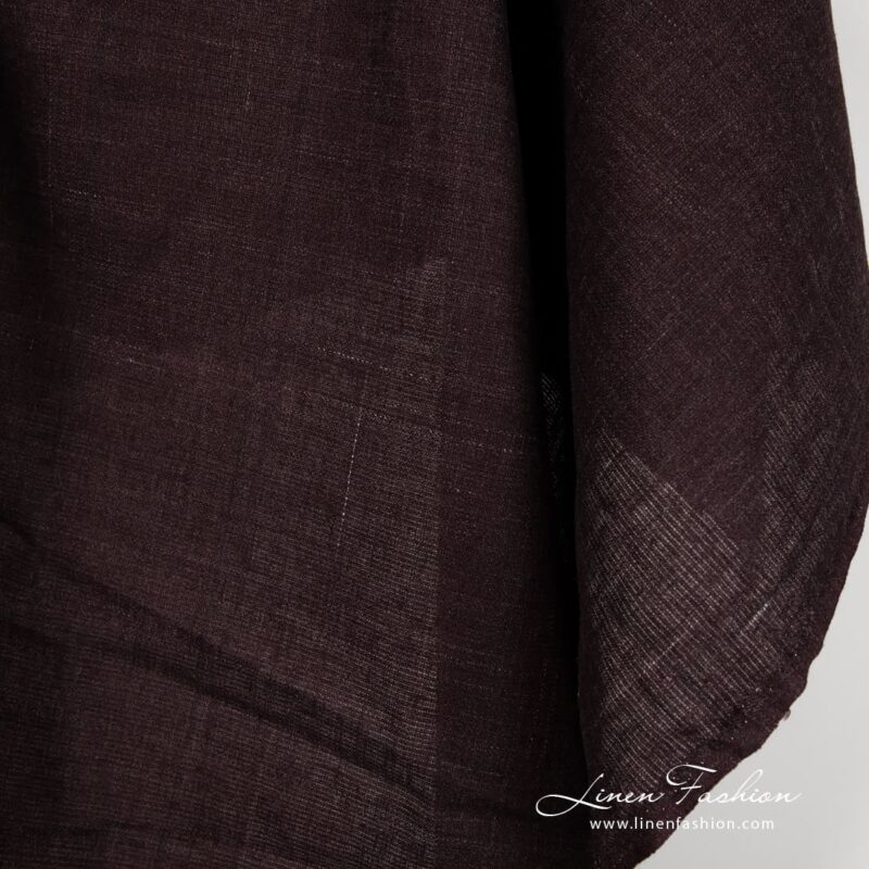 Cherry linen fabric with white decorative stripes