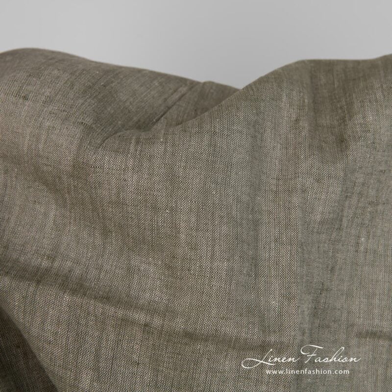 Linen fabric natural greyish green colour product photo