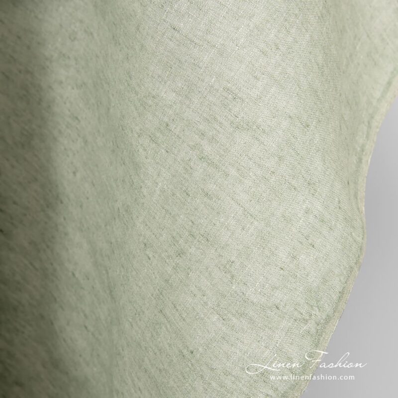 Greenish linen wide fabric in plain weave pattern