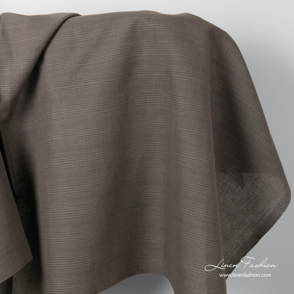 Linen cotton fabric with thin stripes