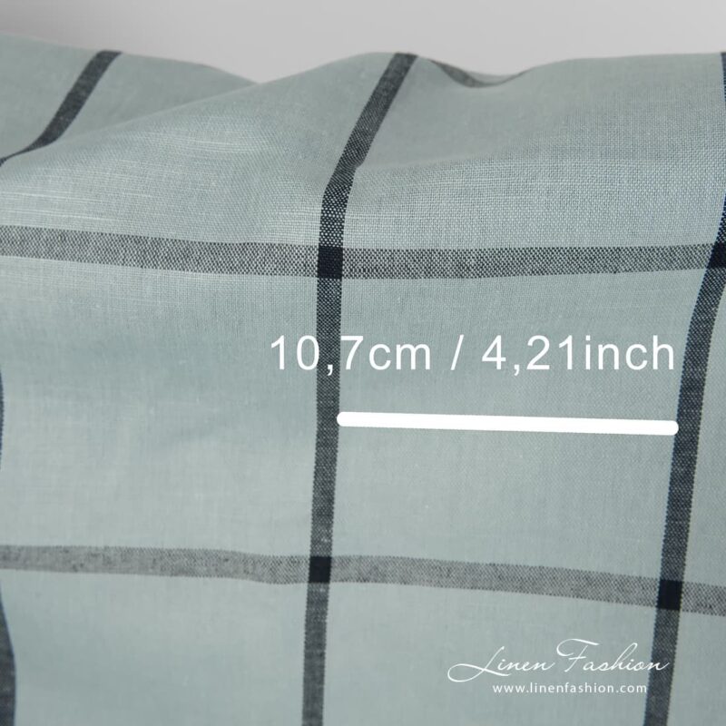 Checked pale blue linen cotton fabric.