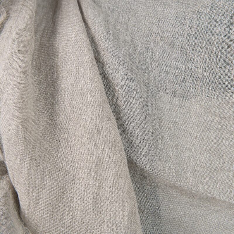 Washed linen fabric natural colour transparent close up detail